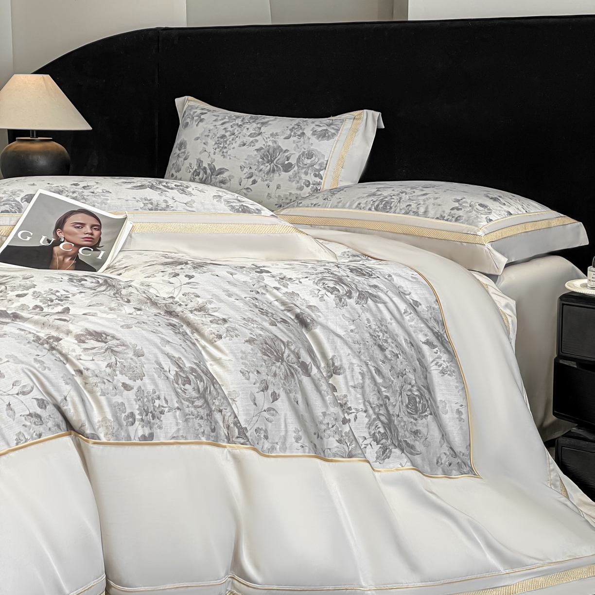 91家纺网 家纺一手货源 找家纺 博纳家纺 2026新款天丝棉色织提花四件套 繁华雨露