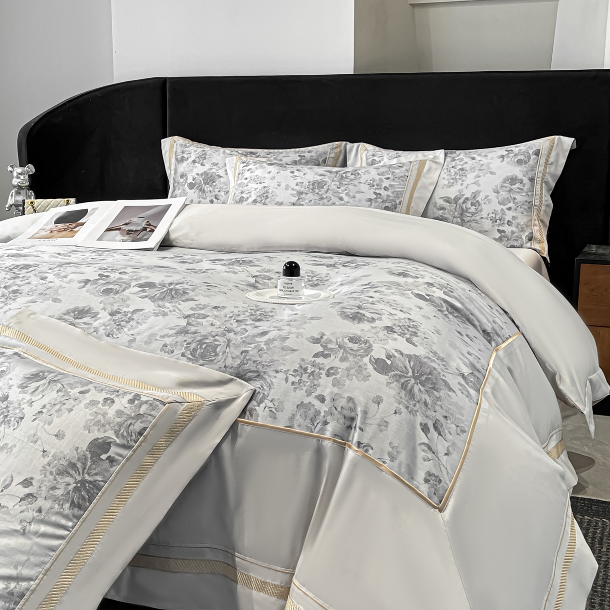 91家纺网 家纺一手货源 找家纺 博纳家纺 2026新款天丝棉色织提花四件套 繁华雨露