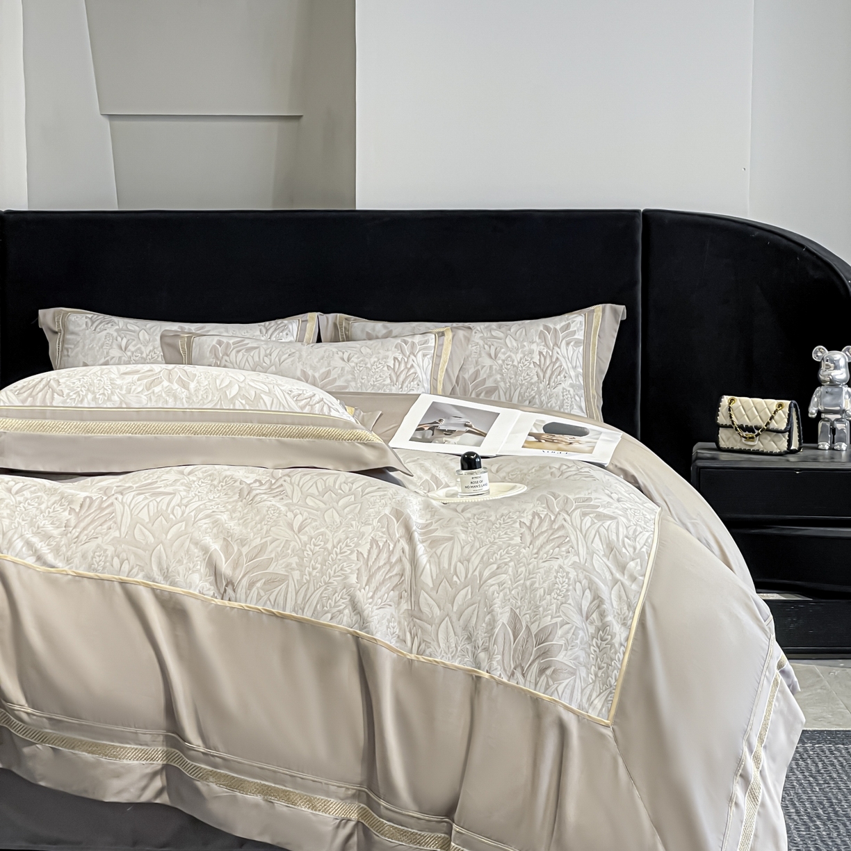 91家纺网 家纺一手货源 找家纺 博纳家纺 2026新款天丝棉色织提花四件套 莫妮卡