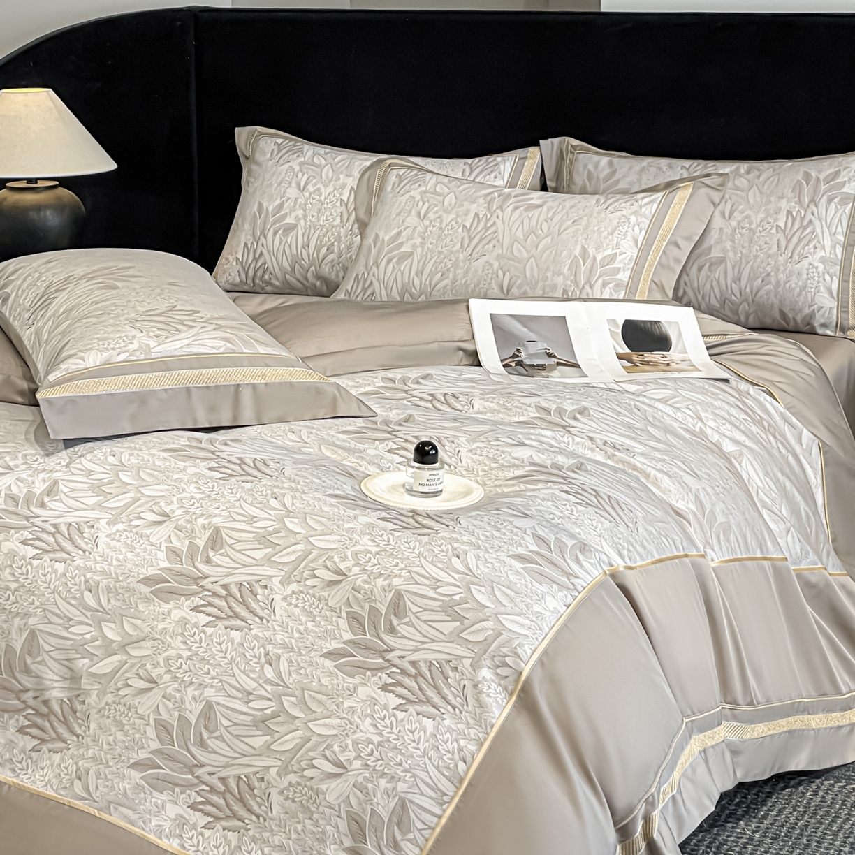 91家纺网 家纺一手货源 找家纺 博纳家纺 2026新款天丝棉色织提花四件套 莫妮卡