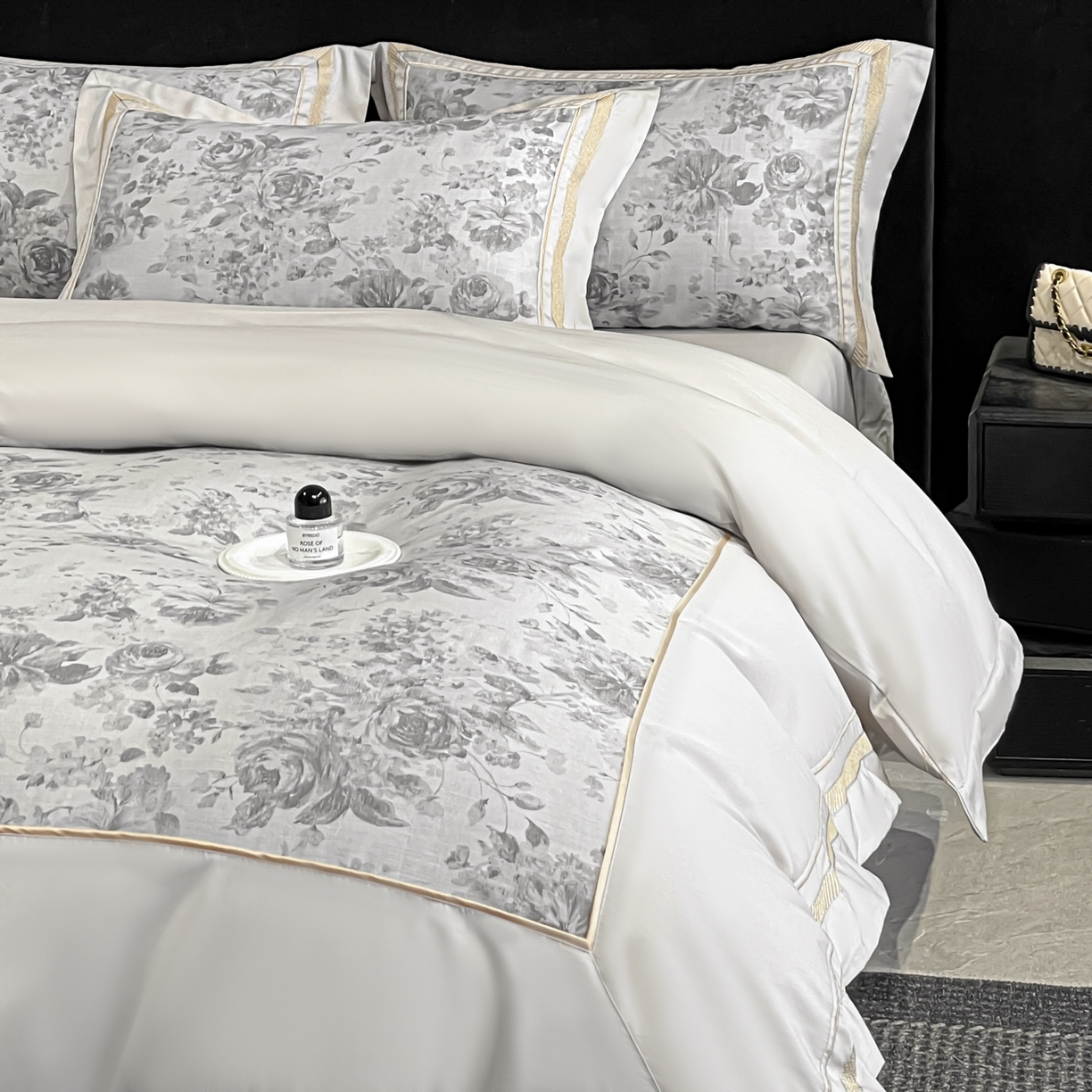 91家纺网 家纺一手货源 找家纺 博纳家纺 2026新款天丝棉色织提花四件套 繁华雨露