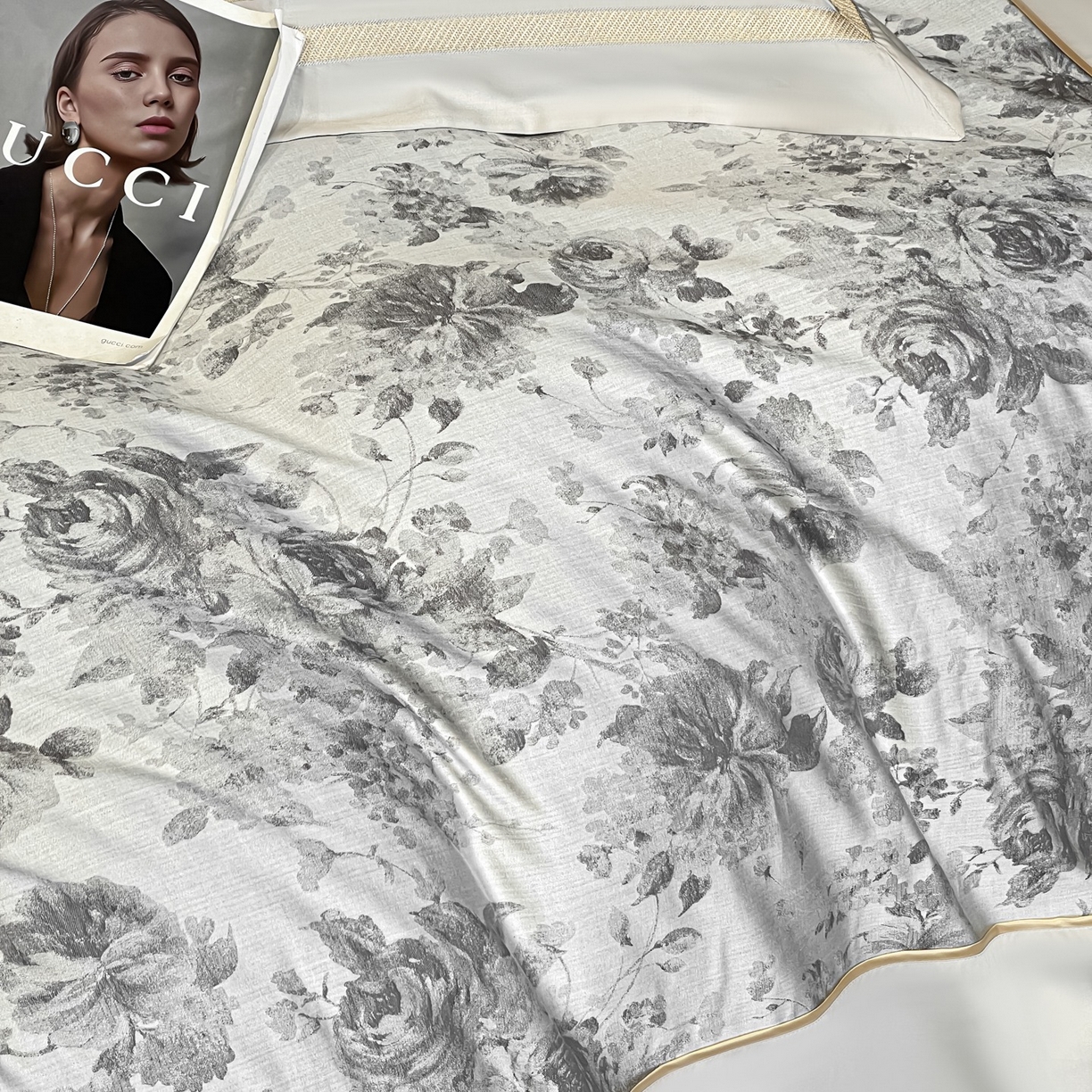 91家纺网 家纺一手货源 找家纺 博纳家纺 2026新款天丝棉色织提花四件套 繁华雨露