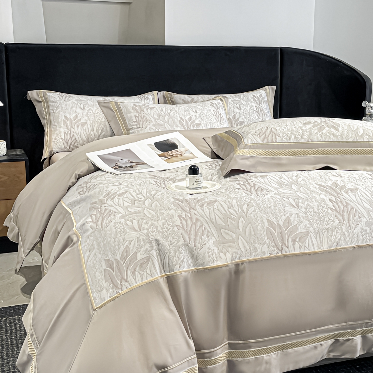 91家纺网 家纺一手货源 找家纺 博纳家纺 2026新款天丝棉色织提花四件套 莫妮卡