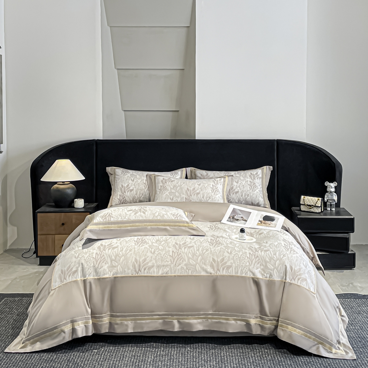 91家纺网 家纺一手货源 找家纺 博纳家纺 2026新款天丝棉色织提花四件套 莫妮卡