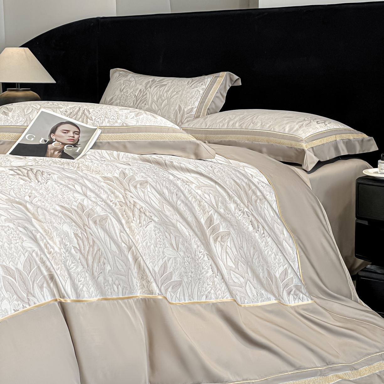 91家纺网 家纺一手货源 找家纺 博纳家纺 2026新款天丝棉色织提花四件套 莫妮卡