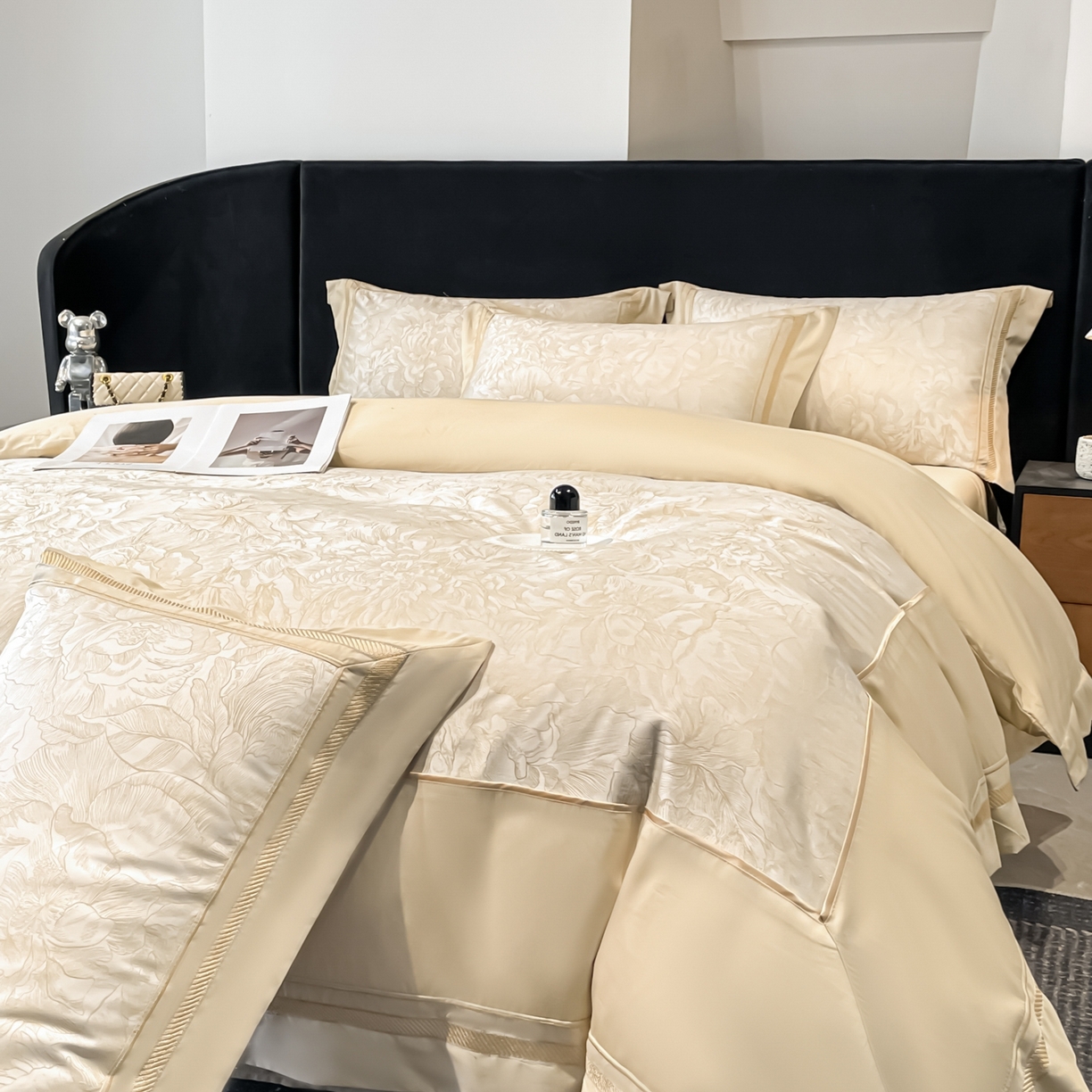 91家纺网 家纺一手货源 找家纺 博纳家纺 2026新款天丝棉色织提花四件套 疏影浮香