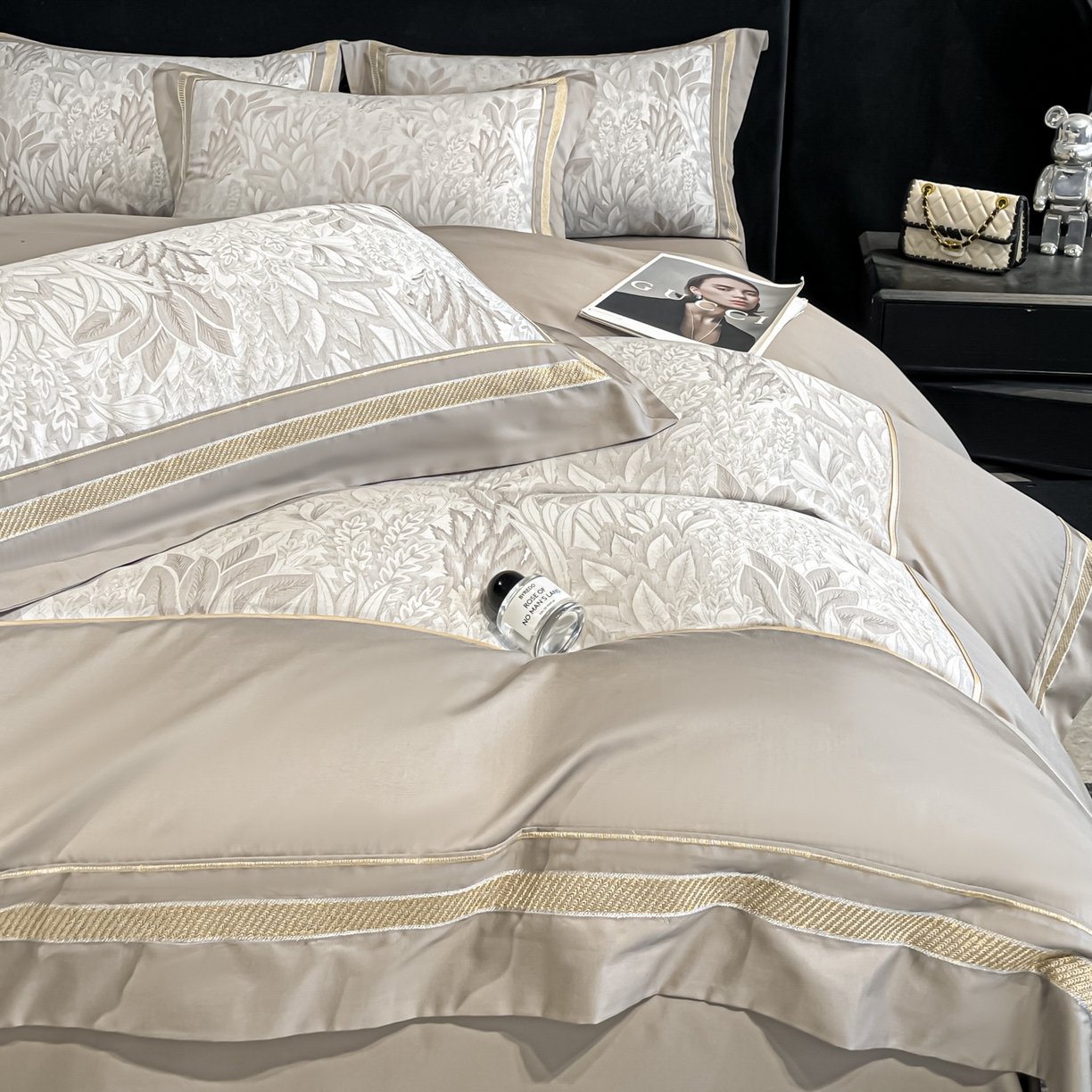 91家纺网 家纺一手货源 找家纺 博纳家纺 2026新款天丝棉色织提花四件套 莫妮卡