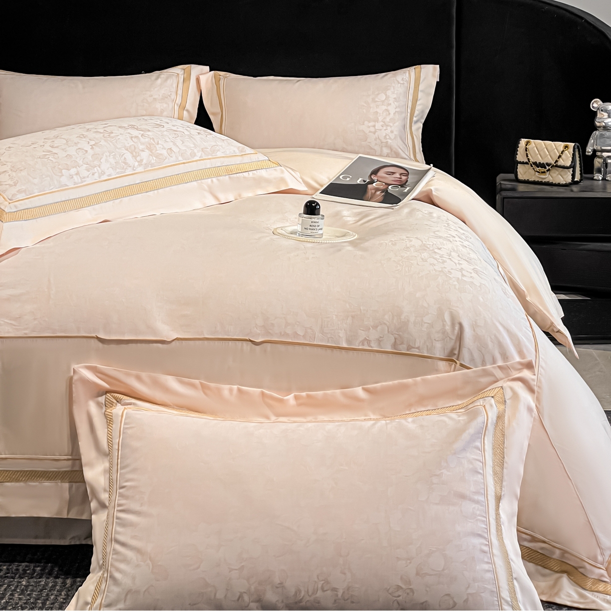 博纳家纺 2026新款天丝棉色织提花四件套 春日山茶