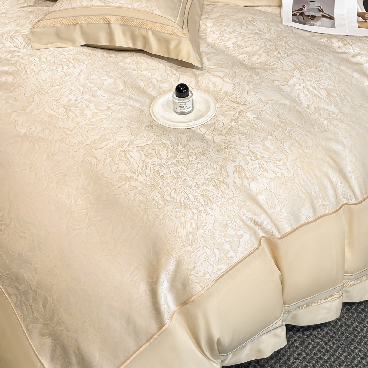 91家纺网 家纺一手货源 找家纺 博纳家纺 2026新款天丝棉色织提花四件套 疏影浮香