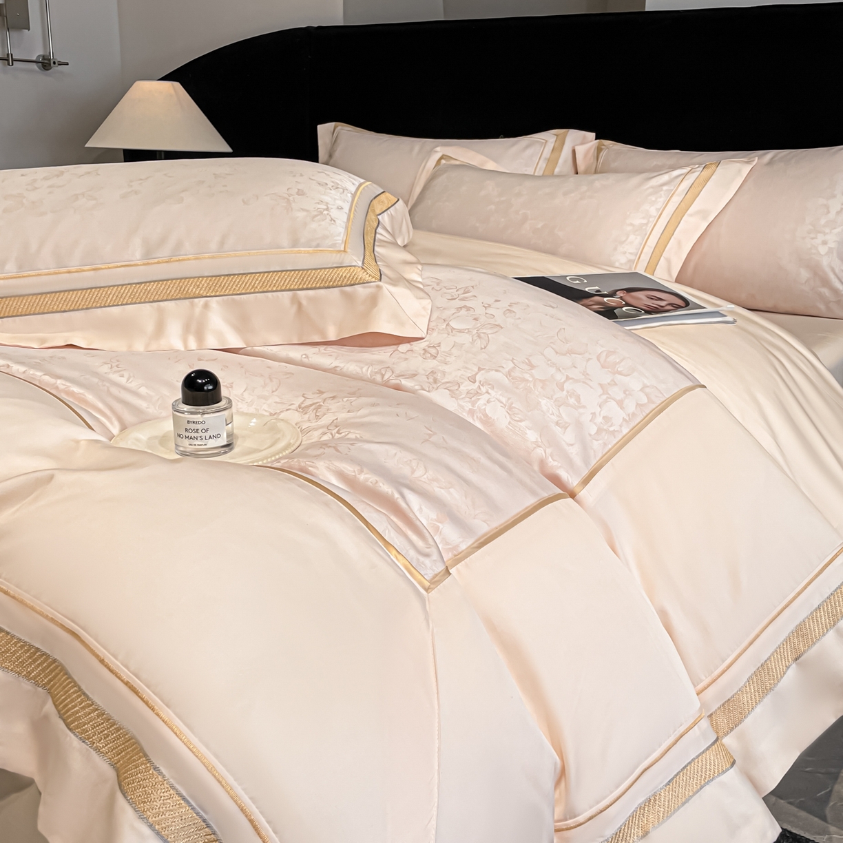 91家纺网 家纺一手货源 找家纺 博纳家纺 2026新款天丝棉色织提花四件套 春日山茶