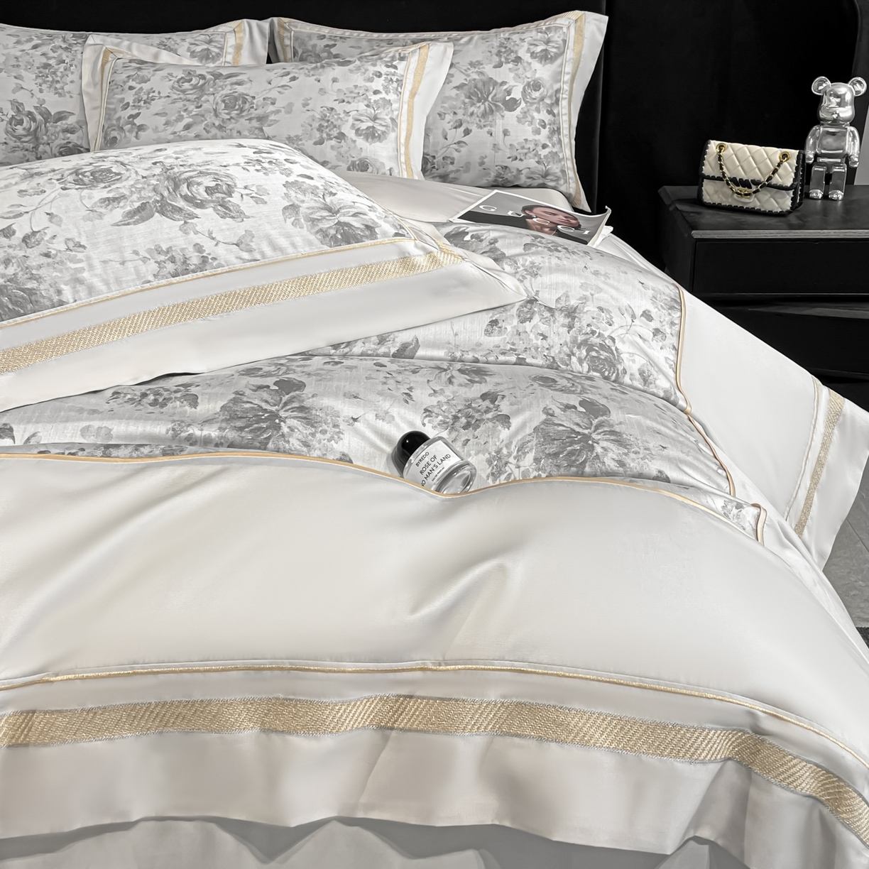 91家纺网 家纺一手货源 找家纺 博纳家纺 2026新款天丝棉色织提花四件套 繁华雨露