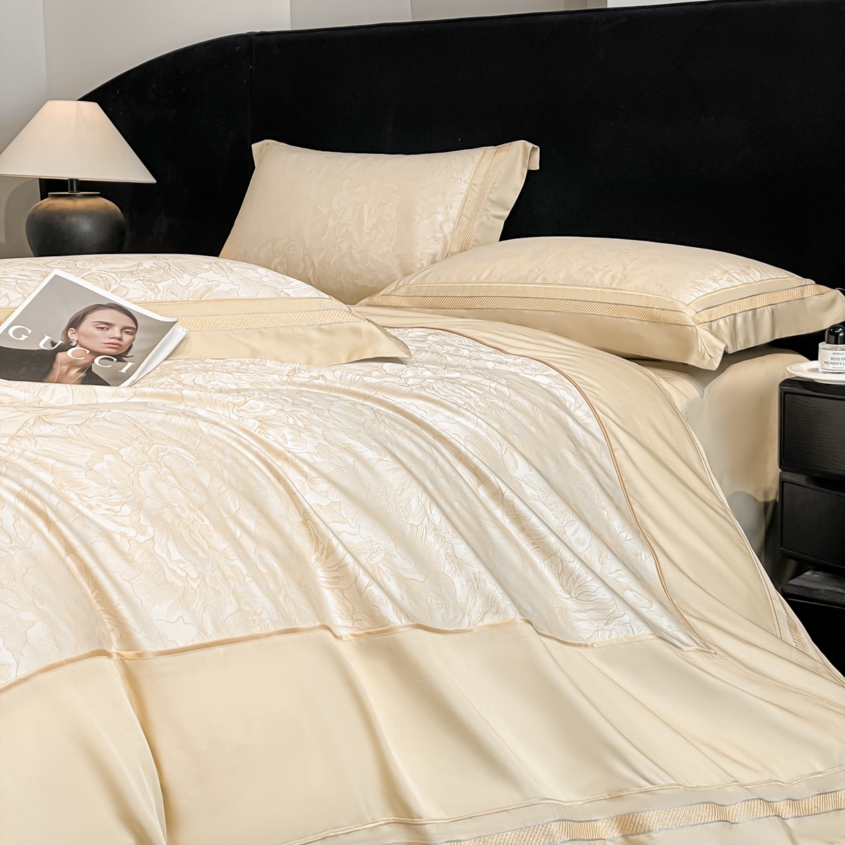 91家纺网 家纺一手货源 找家纺 博纳家纺 2026新款天丝棉色织提花四件套 疏影浮香