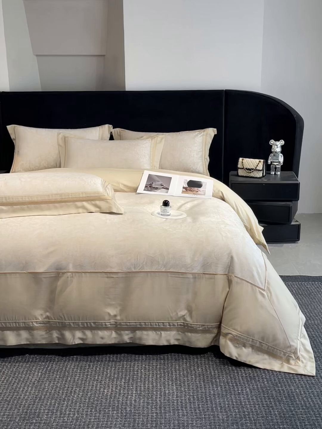 91家纺网 家纺一手货源 找家纺 博纳家纺 2026新款天丝棉色织提花四件套 疏影浮香