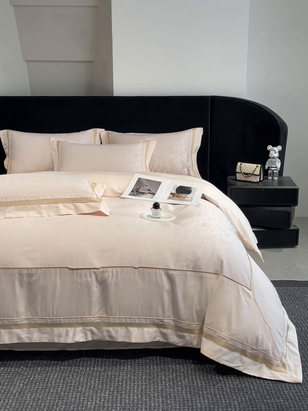 91家纺网 家纺一手货源 找家纺 博纳家纺 2026新款天丝棉色织提花四件套 春日山茶