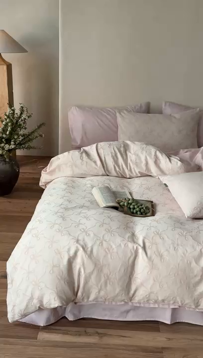 91家纺网 家纺一手货源 找家纺 （总）时光里 2026新款全棉纯棉60支色织水洗提花四件套