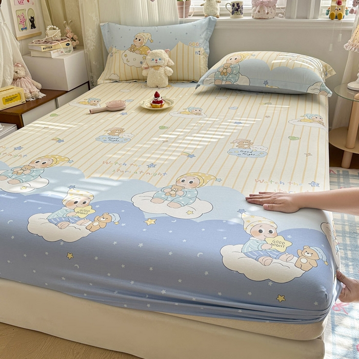 91家纺网 家纺一手货源 找家纺 绵庭家纺 2026新款12868全棉纯棉印花系列床笠单件单品床笠单床笠-第一批 星语星愿