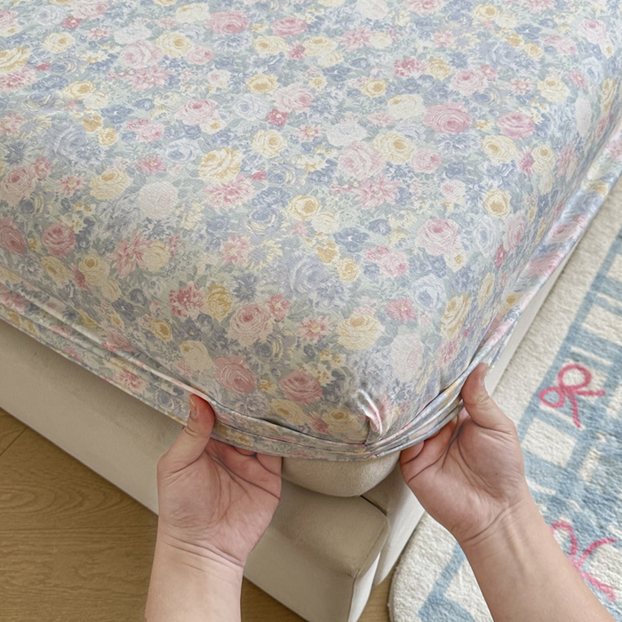 91家纺网 家纺一手货源 找家纺 绵庭家纺 2026新款12868全棉纯棉印花系列床笠单件单品床笠单床笠-第一批 岚花绪-灰