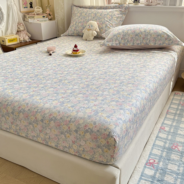 91家纺网 家纺一手货源 找家纺 绵庭家纺 2026新款12868全棉纯棉印花系列床笠单件单品床笠单床笠-第一批 岚花绪-灰