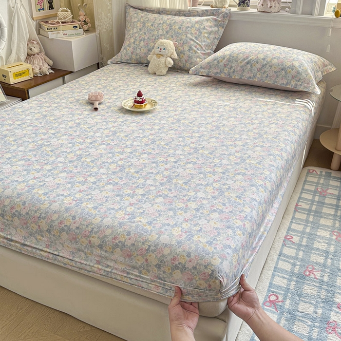 91家纺网 家纺一手货源 找家纺 绵庭家纺 2026新款12868全棉纯棉印花系列床笠单件单品床笠单床笠-第一批 岚花绪-灰