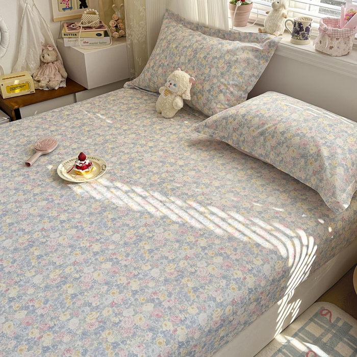 91家纺网 家纺一手货源 找家纺 绵庭家纺 2026新款12868全棉纯棉印花系列床笠单件单品床笠单床笠-第一批 岚花绪-灰