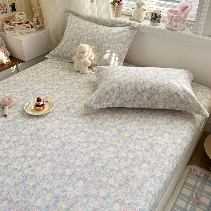 91家纺网 家纺一手货源 找家纺 绵庭家纺 2026新款12868全棉纯棉印花系列床笠单件单品床笠单床笠-第一批 岚花绪-灰