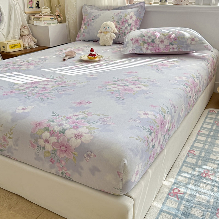 91家纺网 家纺一手货源 找家纺 绵庭家纺 2026新款12868全棉纯棉印花系列床笠单件单品床笠单床笠-第一批 恋蝶花香