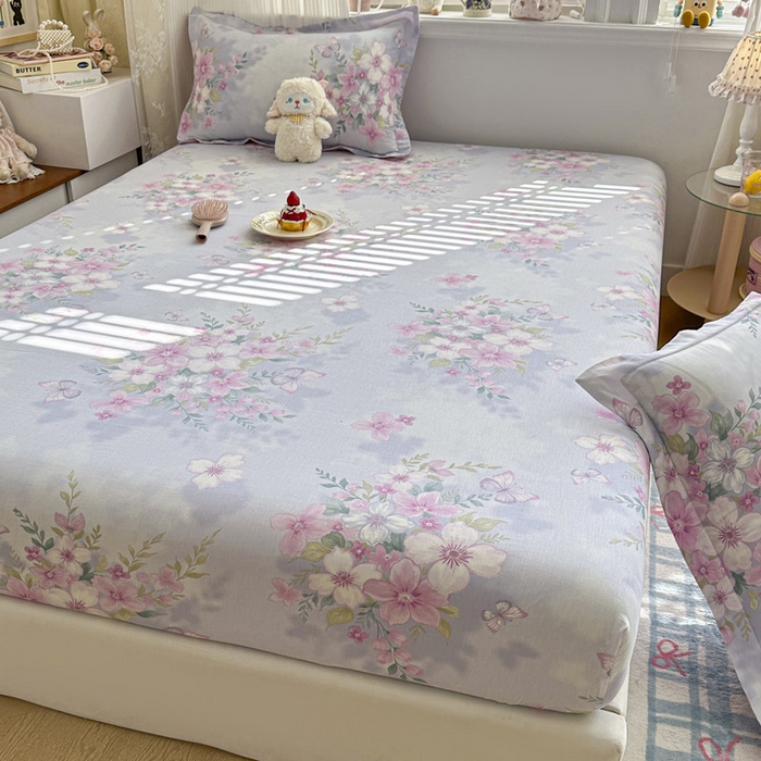 91家纺网 家纺一手货源 找家纺 绵庭家纺 2026新款12868全棉纯棉印花系列床笠单件单品床笠单床笠-第一批 恋蝶花香