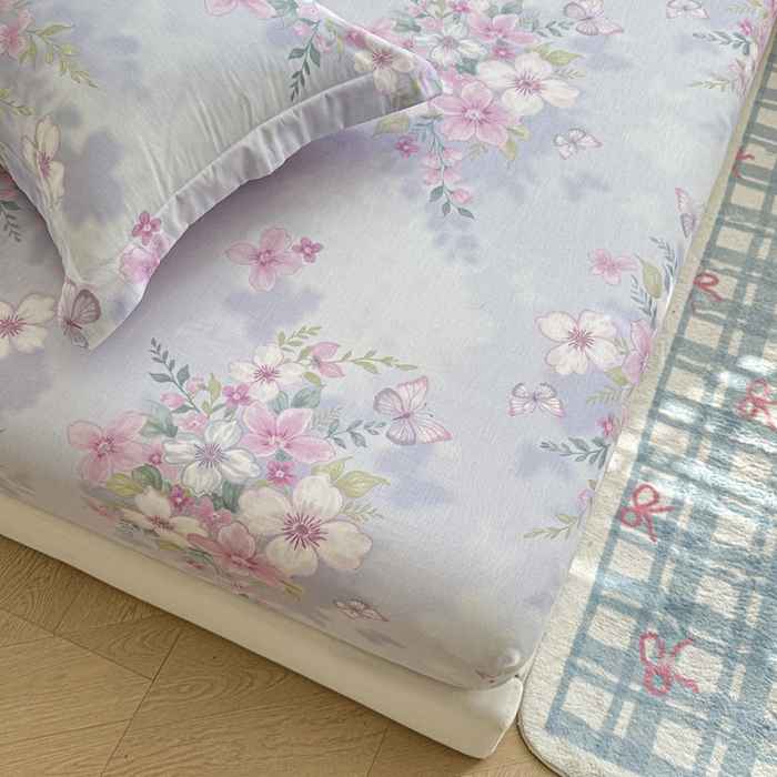 91家纺网 家纺一手货源 找家纺 绵庭家纺 2026新款12868全棉纯棉印花系列床笠单件单品床笠单床笠-第一批 恋蝶花香