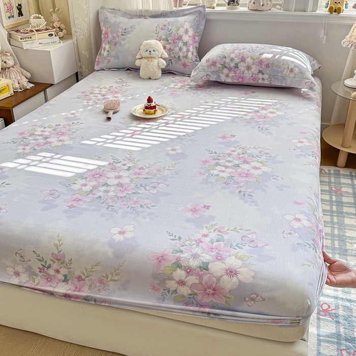 91家纺网 家纺一手货源 找家纺 绵庭家纺 2026新款12868全棉纯棉印花系列床笠单件单品床笠单床笠-第一批 恋蝶花香