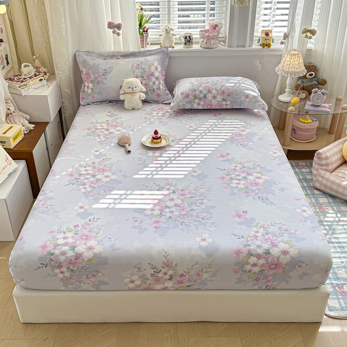 91家纺网 家纺一手货源 找家纺 绵庭家纺 2026新款12868全棉纯棉印花系列床笠单件单品床笠单床笠-第一批 恋蝶花香