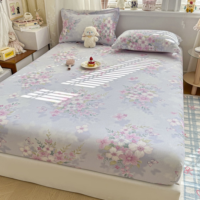 91家纺网 家纺一手货源 找家纺 绵庭家纺 2026新款12868全棉纯棉印花系列床笠单件单品床笠单床笠-第一批 恋蝶花香