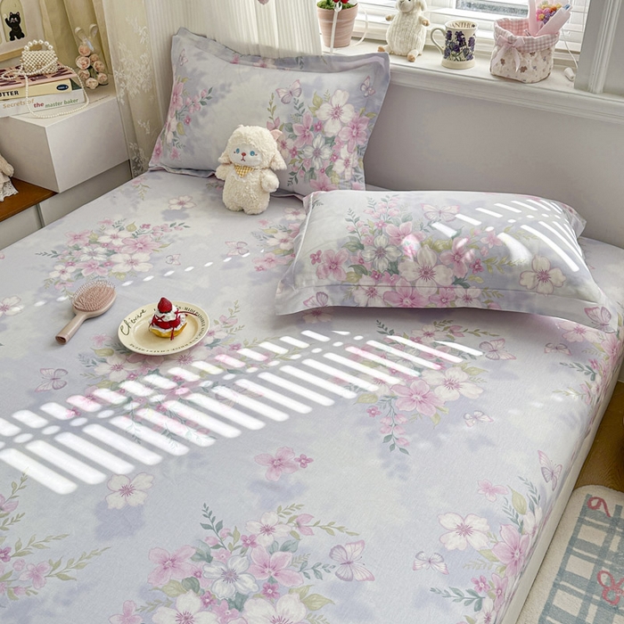 91家纺网 家纺一手货源 找家纺 绵庭家纺 2026新款12868全棉纯棉印花系列床笠单件单品床笠单床笠-第一批 恋蝶花香