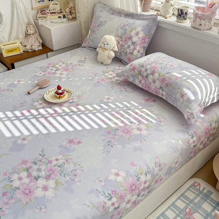 91家纺网 家纺一手货源 找家纺 绵庭家纺 2026新款12868全棉纯棉印花系列床笠单件单品床笠单床笠-第一批 恋蝶花香