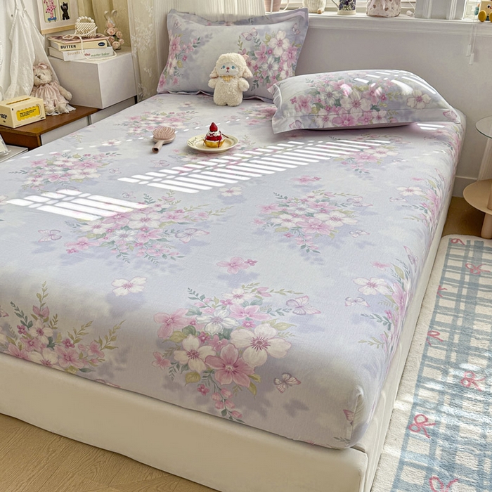 91家纺网 家纺一手货源 找家纺 绵庭家纺 2026新款12868全棉纯棉印花系列床笠单件单品床笠单床笠-第一批 恋蝶花香