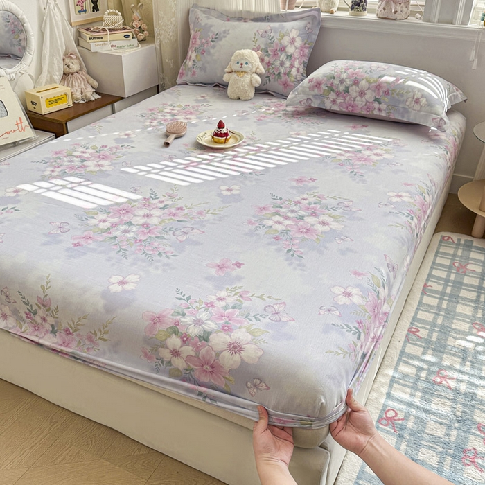 91家纺网 家纺一手货源 找家纺 绵庭家纺 2026新款12868全棉纯棉印花系列床笠单件单品床笠单床笠-第一批 恋蝶花香