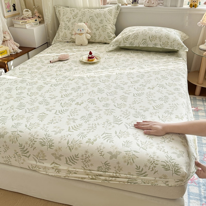 绵庭家纺 2026新款12868全棉纯棉印花系列床笠单件单品床笠单床笠-第一批 青梅温茶-绿