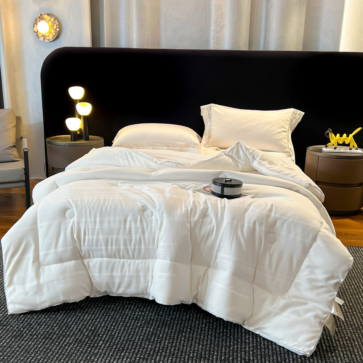 91家纺网 家纺一手货源 找家纺 （总）六合家纺 2026新款贡缎提花锻条立体大豆被春秋被四季被冬被被子被芯