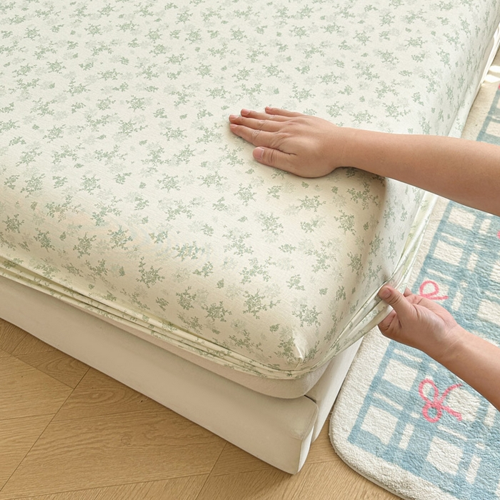 91家纺网 家纺一手货源 找家纺 绵庭家纺 2026新款12868全棉纯棉印花系列床笠单件单品床笠单床笠-第一批 清清文絮-绿