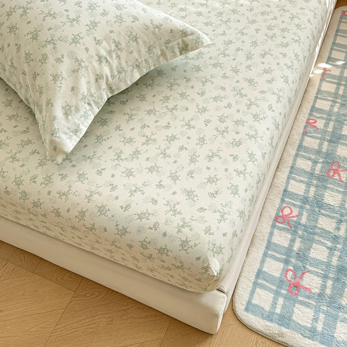 91家纺网 家纺一手货源 找家纺 绵庭家纺 2026新款12868全棉纯棉印花系列床笠单件单品床笠单床笠-第一批 清清文絮-绿