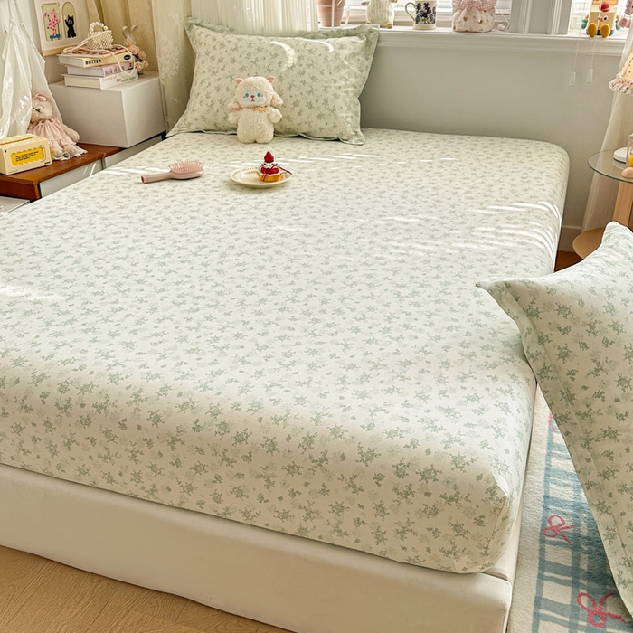 91家纺网 家纺一手货源 找家纺 绵庭家纺 2026新款12868全棉纯棉印花系列床笠单件单品床笠单床笠-第一批 清清文絮-绿