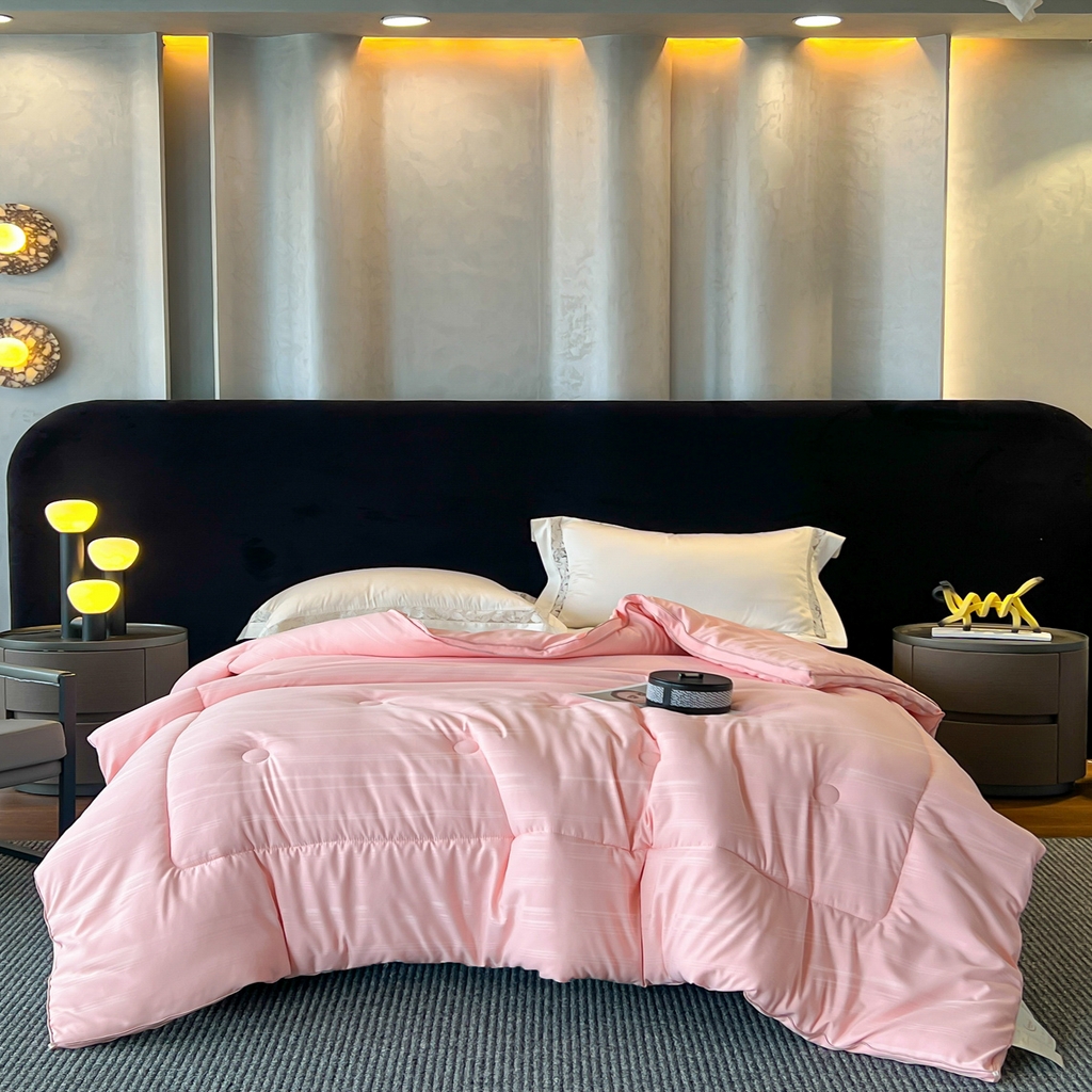 91家纺网 家纺一手货源 找家纺 六合家纺 2026新款贡缎提花锻条立体大豆被春秋被四季被冬被被子被芯 玉色