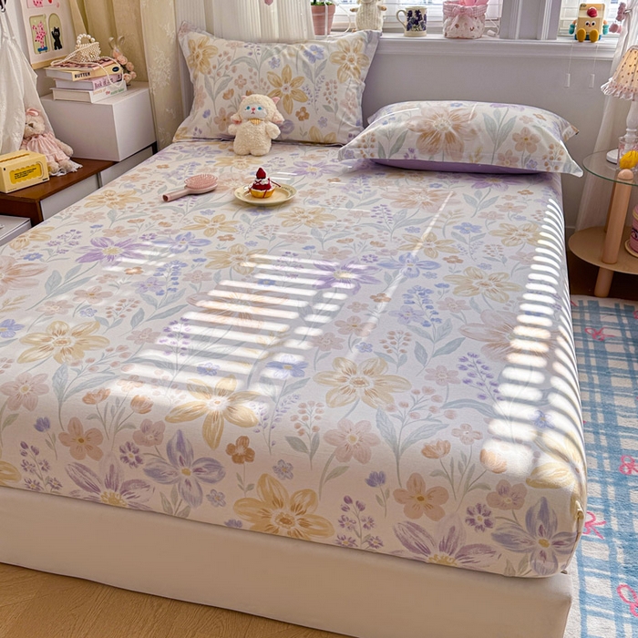 91家纺网 家纺一手货源 找家纺 绵庭家纺 2026新款12868全棉纯棉印花系列床笠单件单品床笠单床笠-第一批 柔色花笺