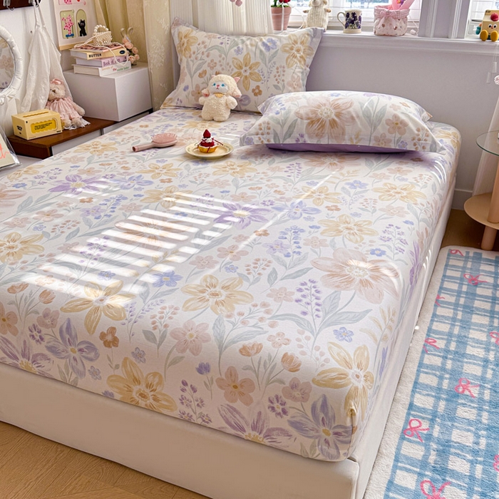 91家纺网 家纺一手货源 找家纺 绵庭家纺 2026新款12868全棉纯棉印花系列床笠单件单品床笠单床笠-第一批 柔色花笺