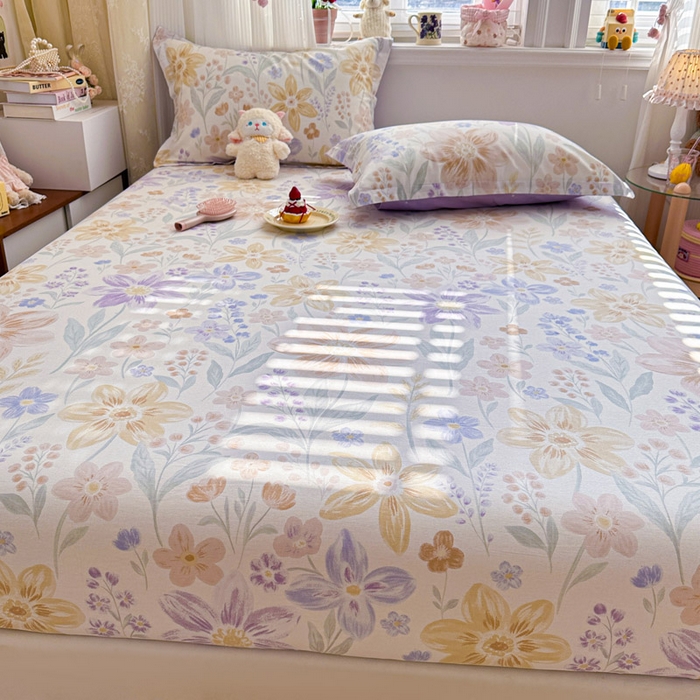 91家纺网 家纺一手货源 找家纺 绵庭家纺 2026新款12868全棉纯棉印花系列床笠单件单品床笠单床笠-第一批 柔色花笺