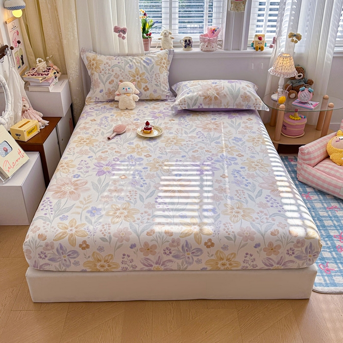 91家纺网 家纺一手货源 找家纺 绵庭家纺 2026新款12868全棉纯棉印花系列床笠单件单品床笠单床笠-第一批 柔色花笺