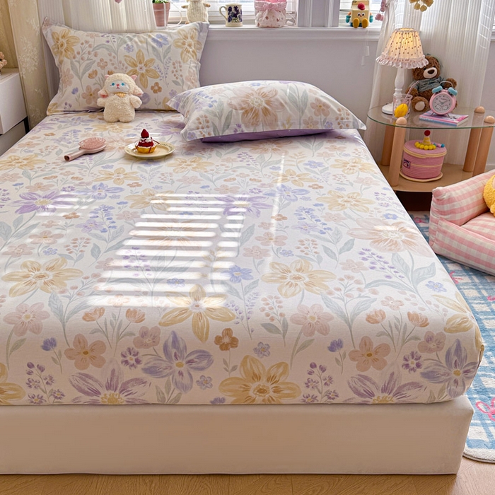 91家纺网 家纺一手货源 找家纺 绵庭家纺 2026新款12868全棉纯棉印花系列床笠单件单品床笠单床笠-第一批 柔色花笺