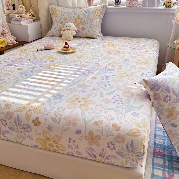 91家纺网 家纺一手货源 找家纺 绵庭家纺 2026新款12868全棉纯棉印花系列床笠单件单品床笠单床笠-第一批 柔色花笺