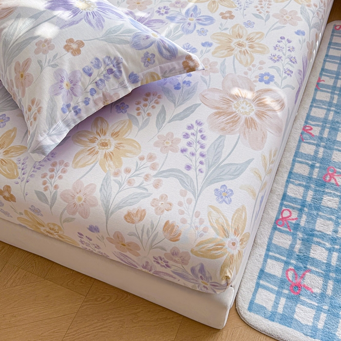 91家纺网 家纺一手货源 找家纺 绵庭家纺 2026新款12868全棉纯棉印花系列床笠单件单品床笠单床笠-第一批 柔色花笺