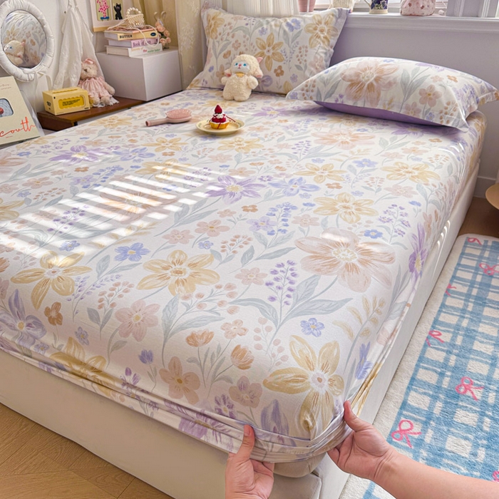 91家纺网 家纺一手货源 找家纺 绵庭家纺 2026新款12868全棉纯棉印花系列床笠单件单品床笠单床笠-第一批 柔色花笺