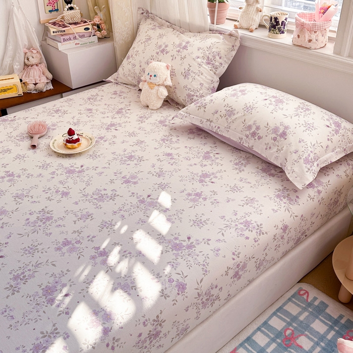 91家纺网 家纺一手货源 找家纺 绵庭家纺 2026新款12868全棉纯棉印花系列床笠单件单品床笠单床笠-第一批 苏林-紫